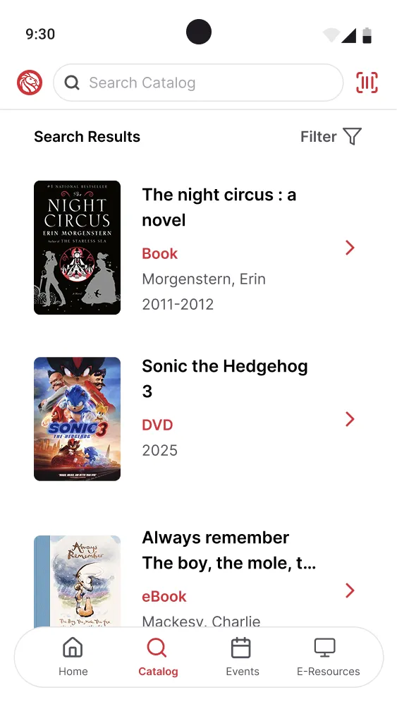 Catalog search results